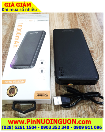 Hammer HQ6 (VỎ ĐEN), Pin sạc dự phòng Hammer HQ6 với dung lượng chuẩn 10 000mAh chính hãng |Bảo hành 01 năm